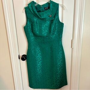 Tahari Green Sheath Dress with broach